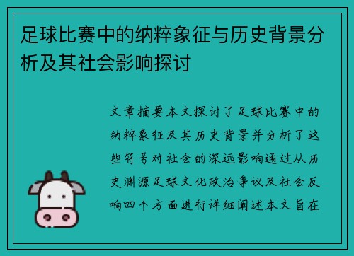 足球比赛中的纳粹象征与历史背景分析及其社会影响探讨