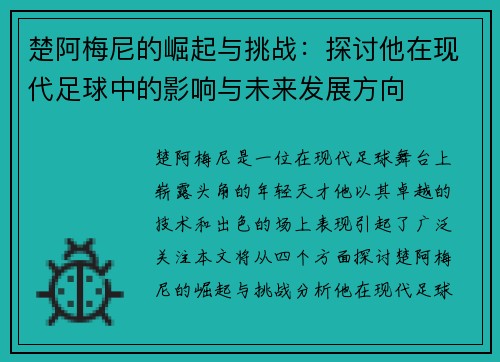 楚阿梅尼的崛起与挑战：探讨他在现代足球中的影响与未来发展方向